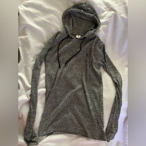 FATHER SONS CLASSIC GREY & BLACK RIBBED KNIT HOODIE JUMPER